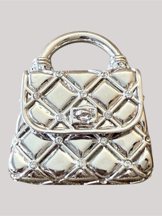 St. John Jewelry - St John Vintage Silver Toned/Rhinestone Quilted Purse Brooch Very Good Condition